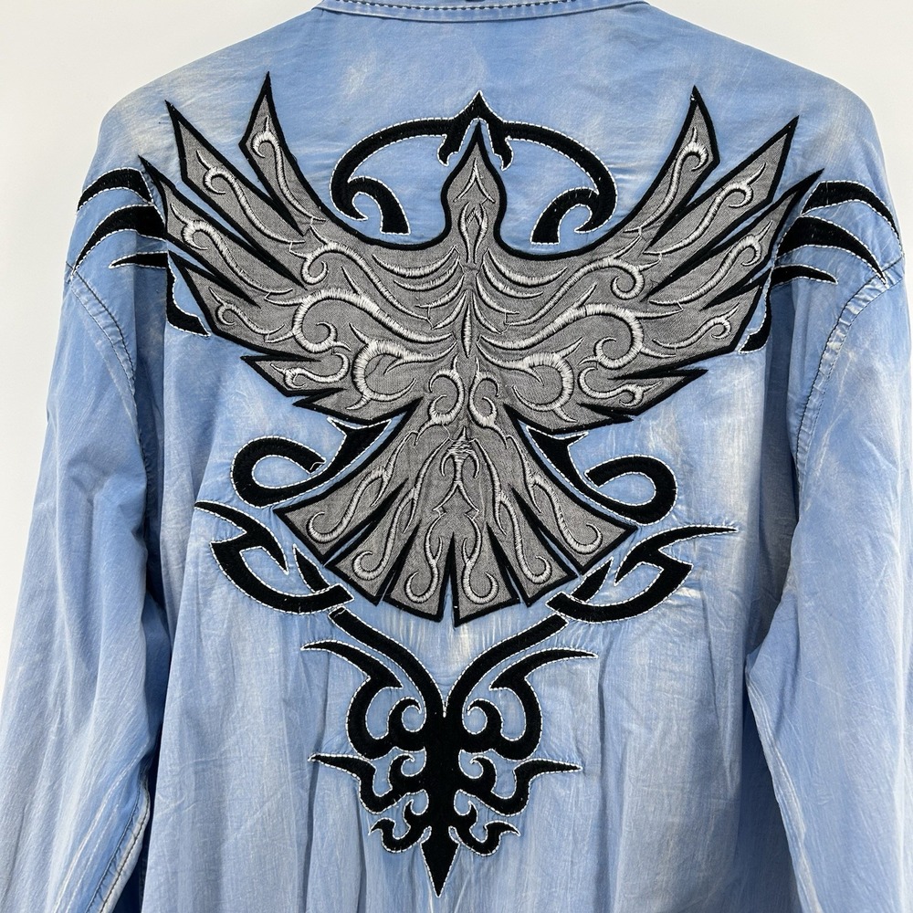 Roar Shirt Mens 2XL Embroidered Phoenix Graphic‎ Button Up Signature Streetwear
